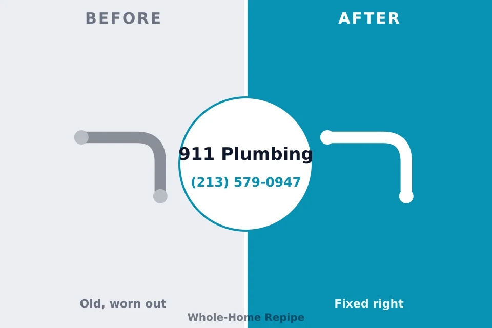 Before and after: plumbing repair Palouse, WA